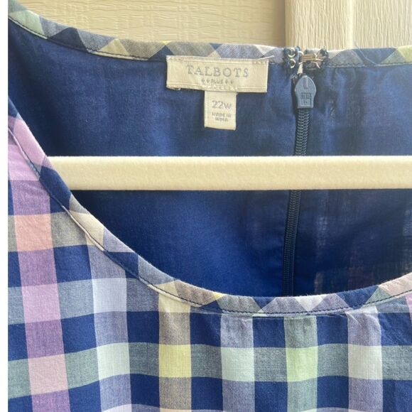 Talbots Pastel Sleeveless Checkered Gingham Sleeveless Pinafore Dress 22W - Picture 4 of 6